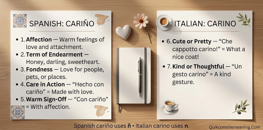 Carino Meaning in Spanish and Italian
