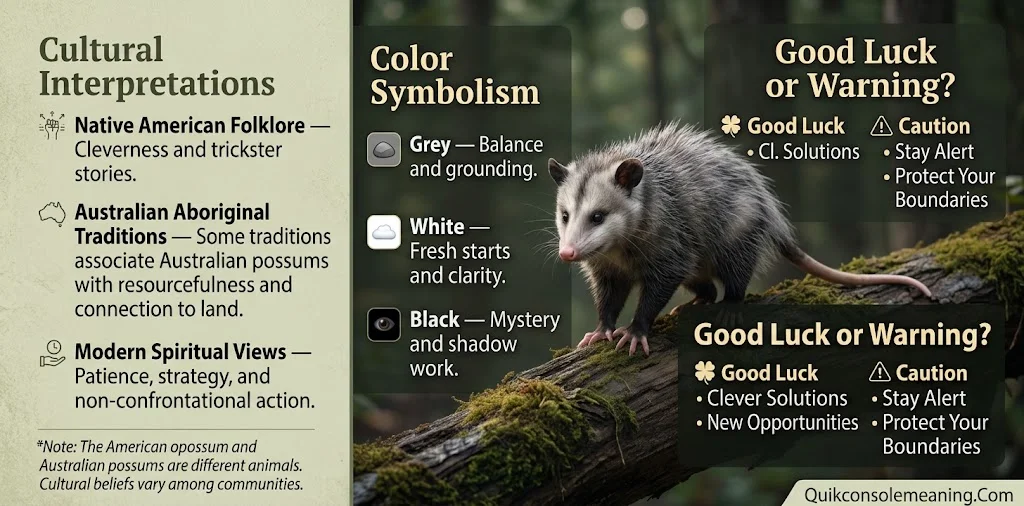 Possum Symbolism in Cultures, Colors, and Luck